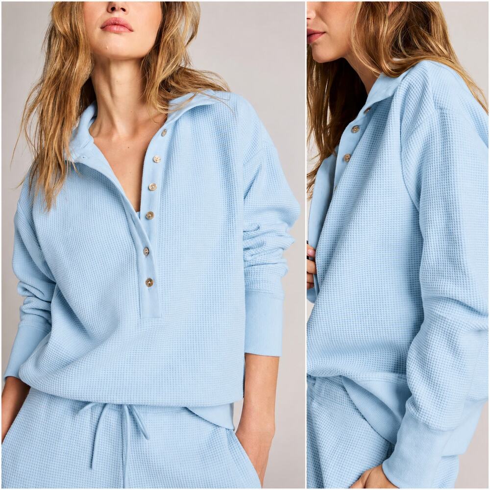 NEGATIVE undewear The Waffle Knit Pullover in Blue Glacier sz XL